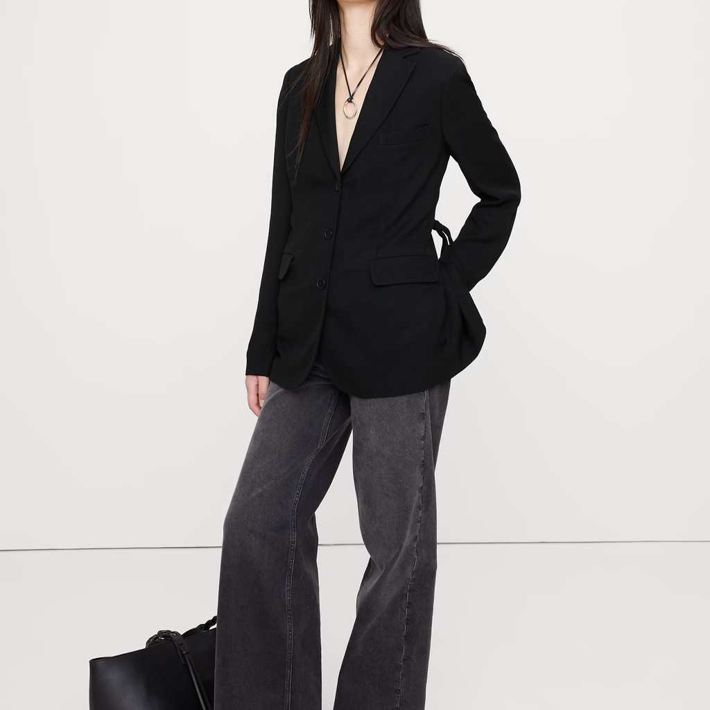 Boyfriend Drapey Twill Belted Blazer - Medium, Banana Republic (Br)